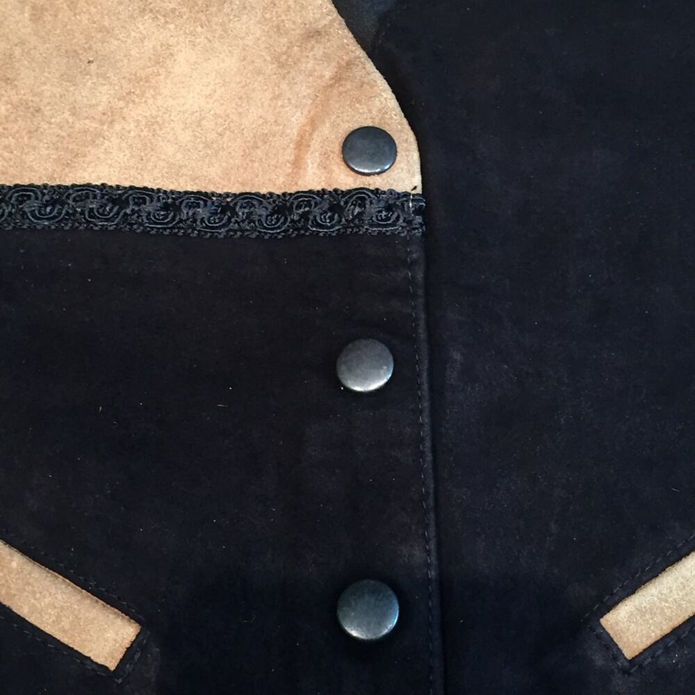 Katch Me Retro BoHo NWT Biker Vintage Cowboy Suede Leather Tapestry Vest L G - Picture 7 of 8